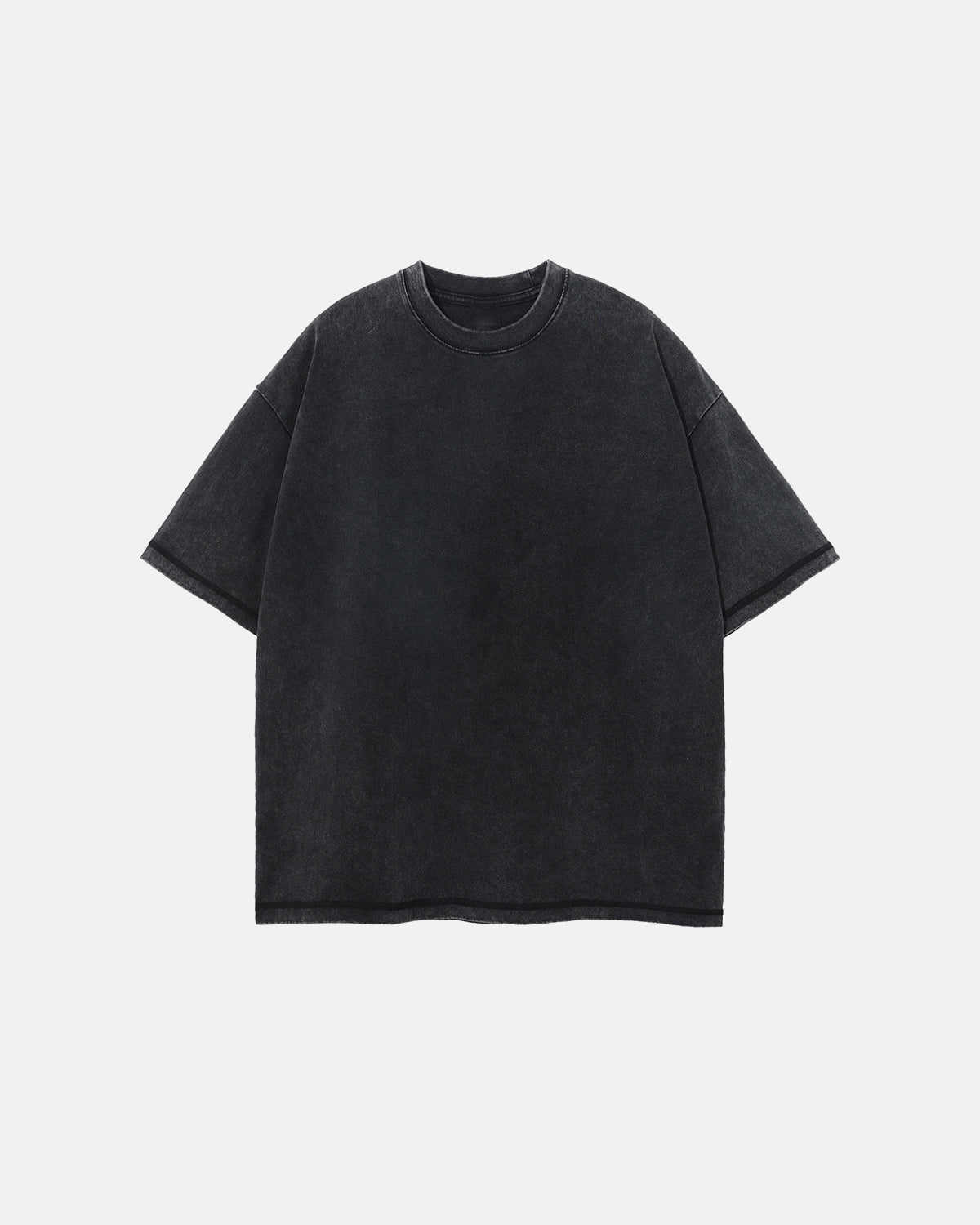 Omygoods Mock Neck Wax Washed T-Shirt