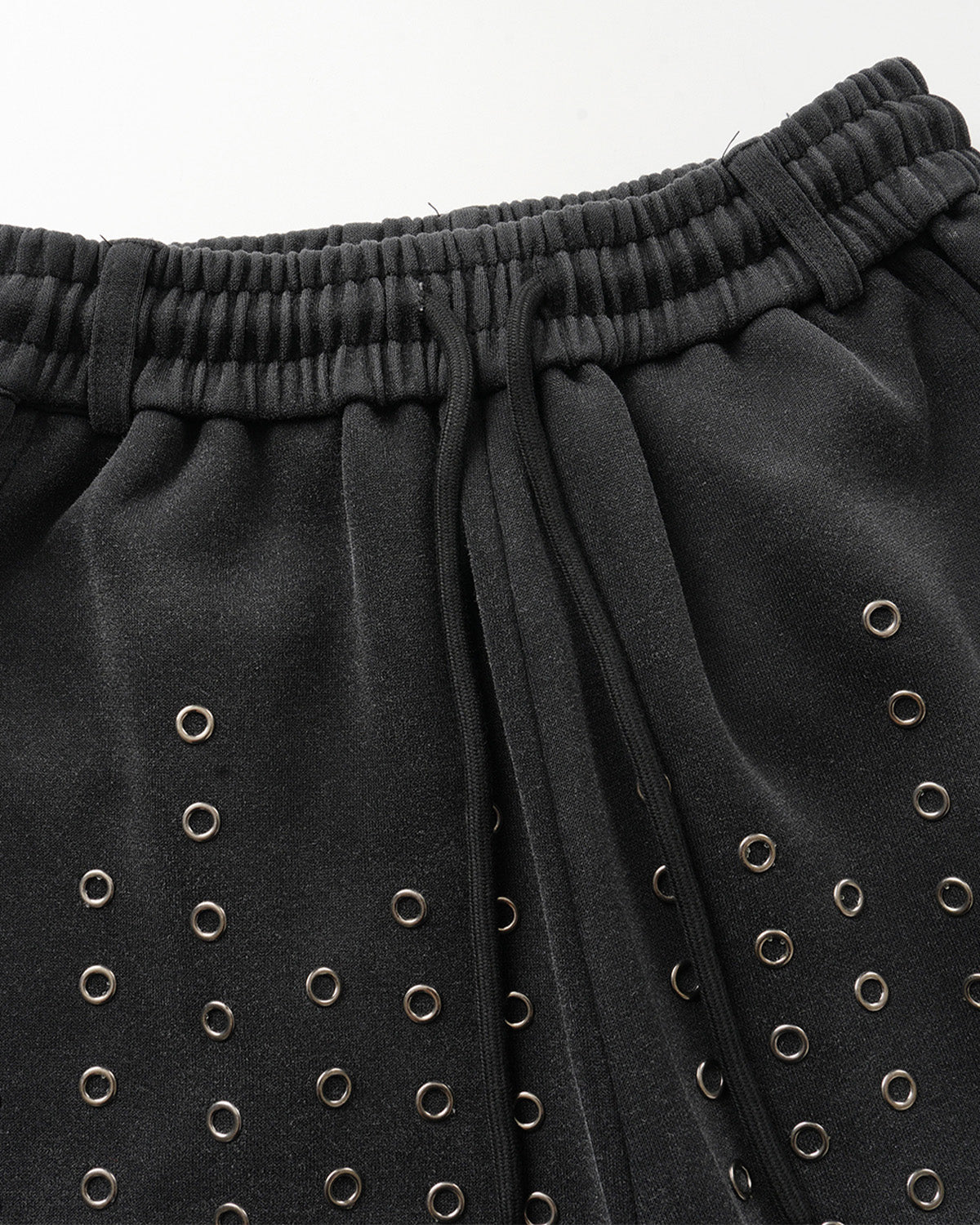 Omygoods Monkey Wash Eyelet Wide Leg Sweatpants