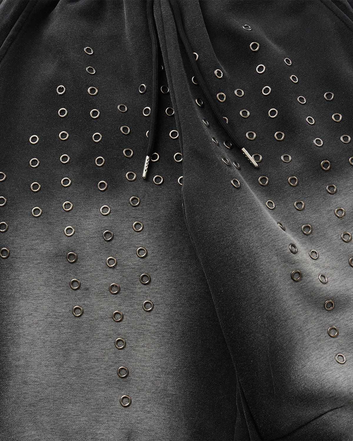 Omygoods Monkey Wash Eyelet Wide Leg Sweatpants