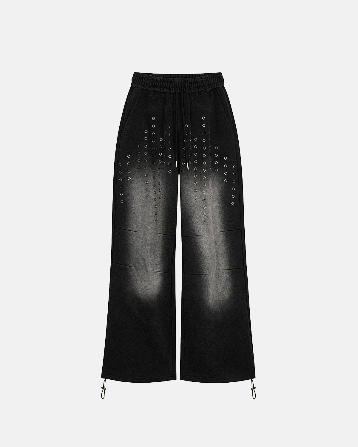 Omygoods Monkey Wash Eyelet Wide Leg Sweatpants