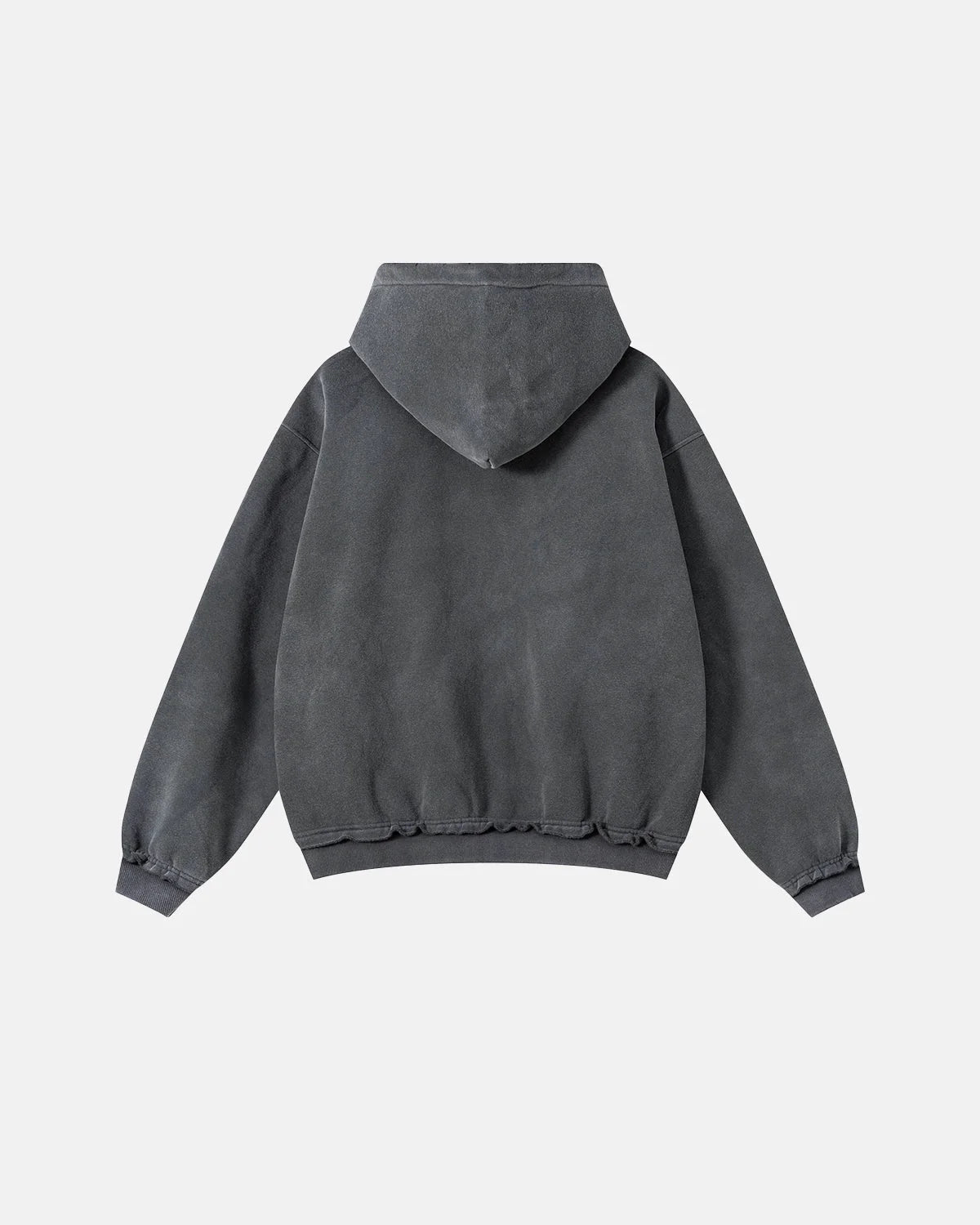 Omygoods Monkey Wash Ripped Zip Up Hoodie