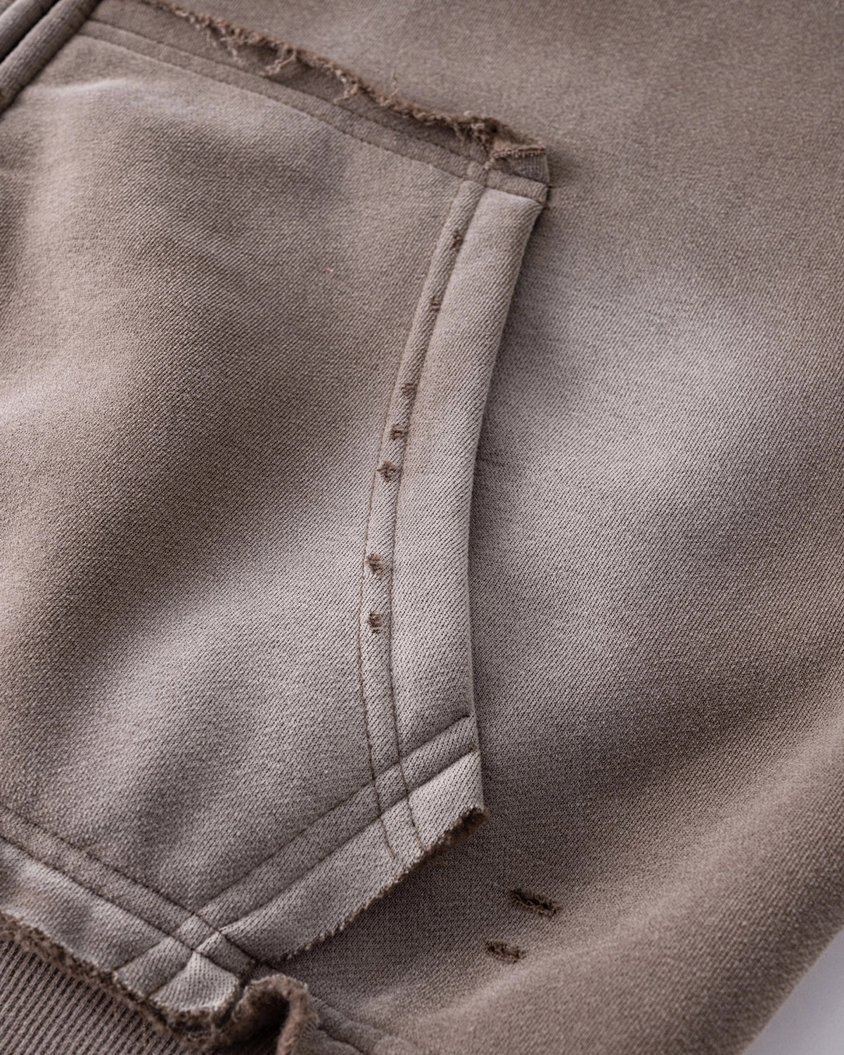 Omygoods Monkey Wash Ripped Zip Up Hoodie