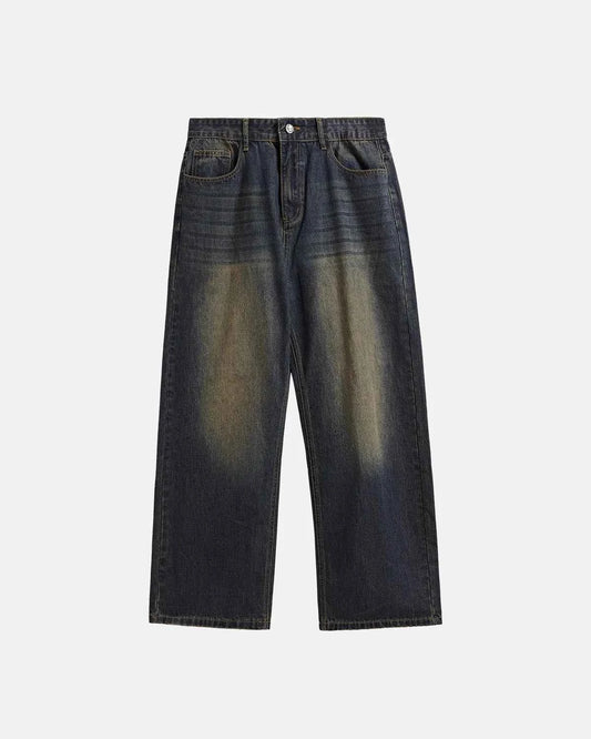 Omygoods Monkey Wash Wide Leg Jeans