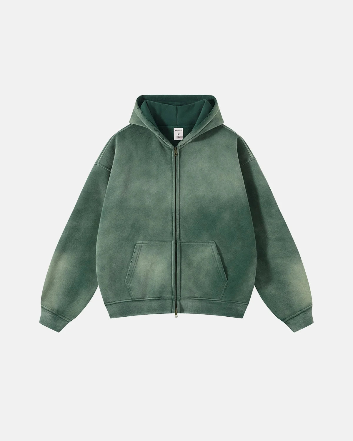 Omygoods Monkey Wash Zip Up Hooded Jacket