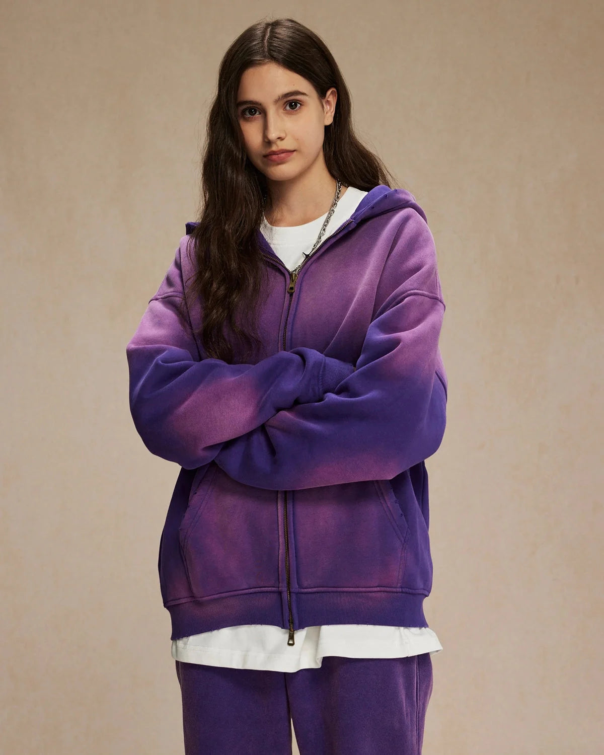 Omygoods Monkey Wash Zip Up Hooded Jacket