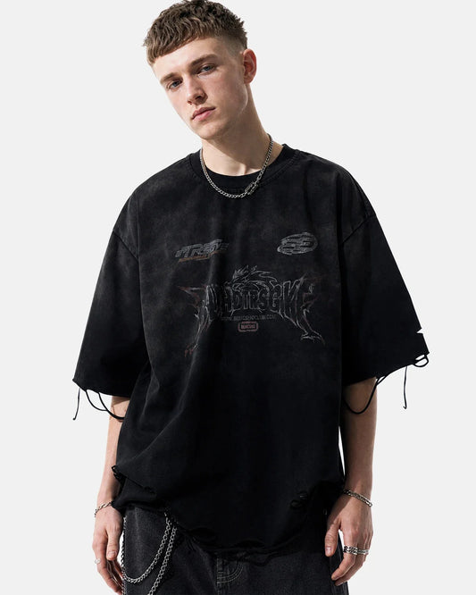 Omygoods Monkey Washed Distressed T-Shirt