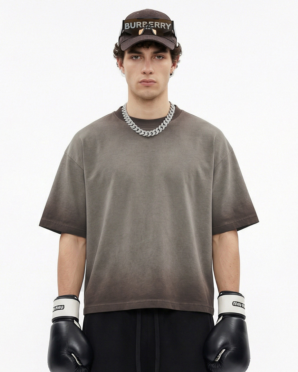 Omygoods Monkey Washed Dyed Fade Boxy T-Shirt