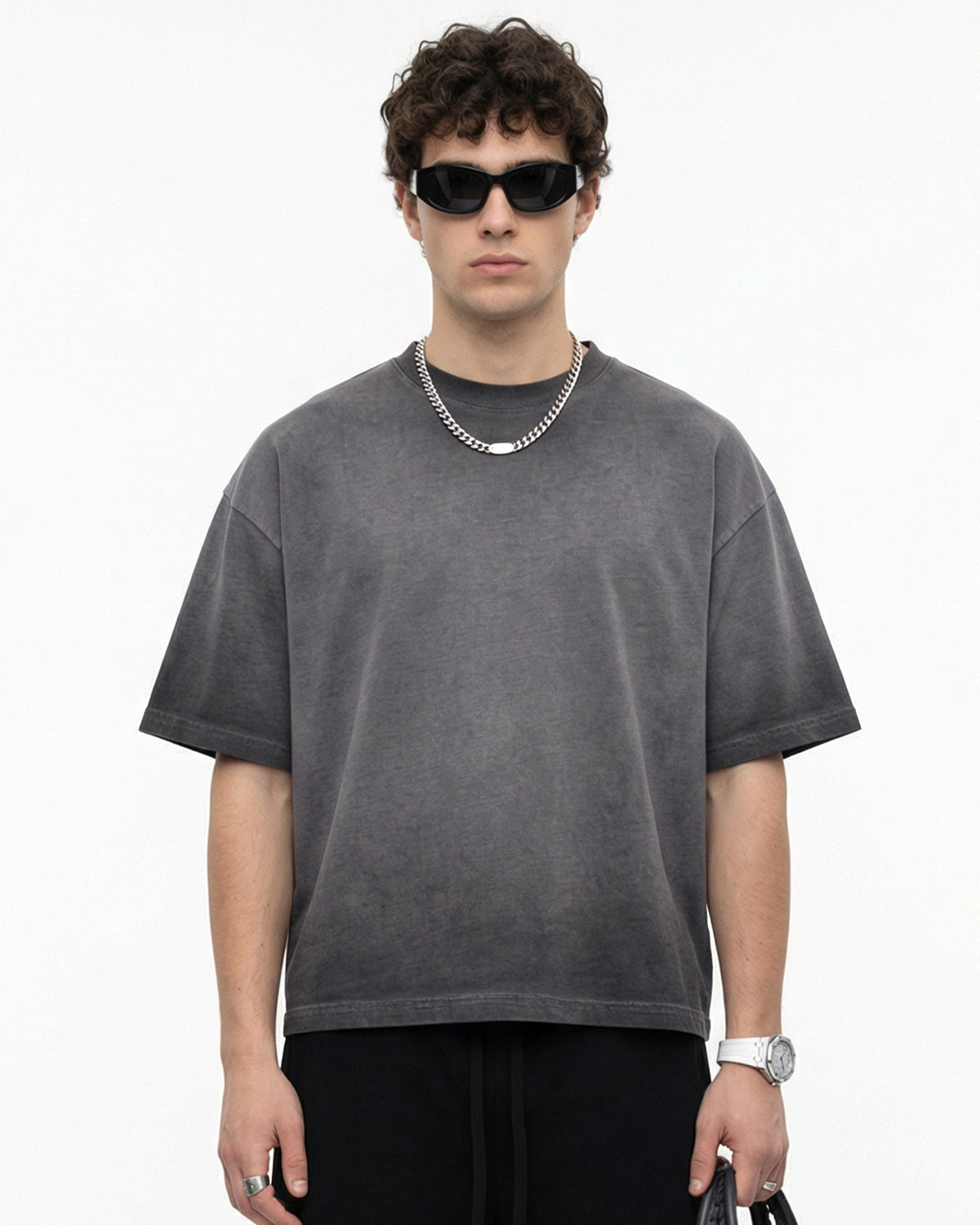 Omygoods Monkey Washed Dyed Fade Boxy T-Shirt