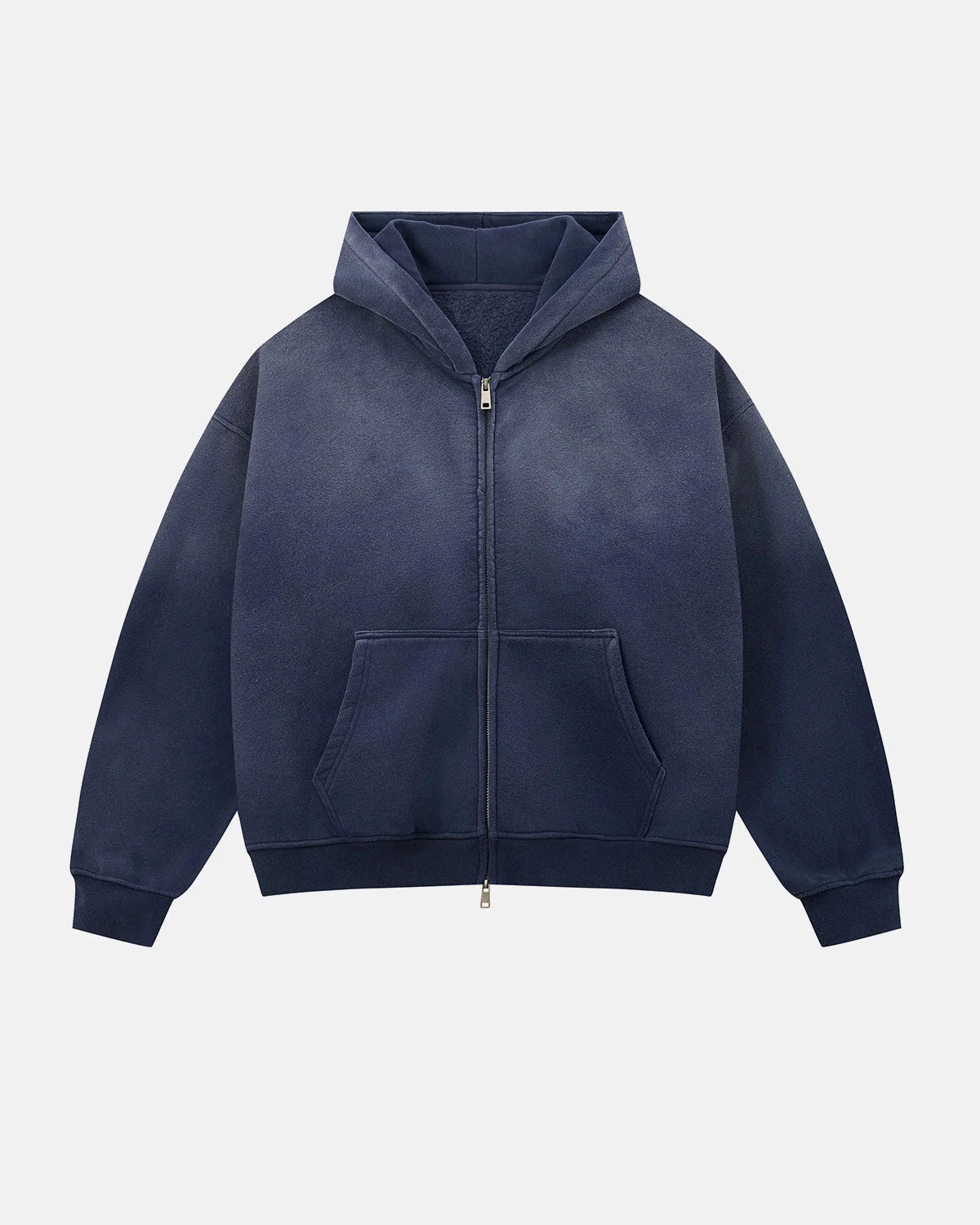 Omygoods Monkey Washed Fleece Boxy Zip Up Hoodie