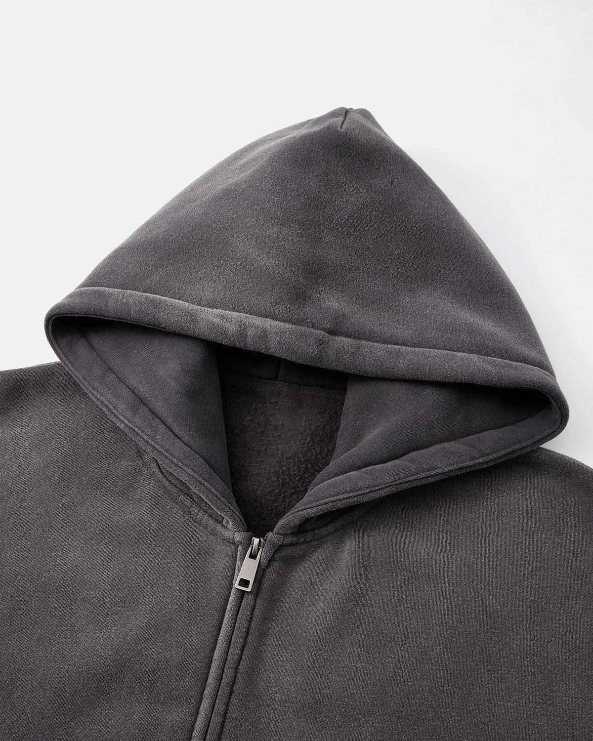 Omygoods Monkey Washed Fleece Boxy Zip Up Hoodie