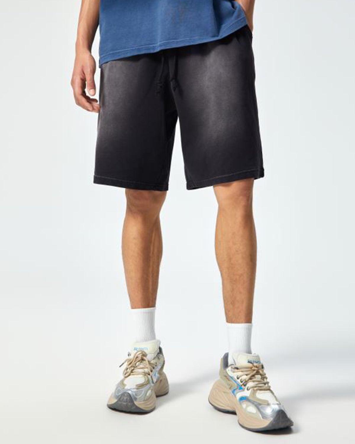 Omygoods Monkey Washed Terry Sweat Shorts