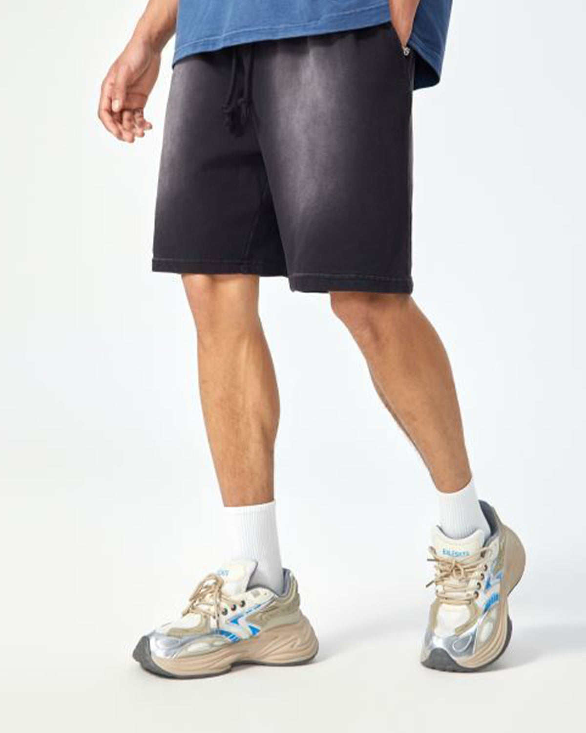 Omygoods Monkey Washed Terry Sweat Shorts