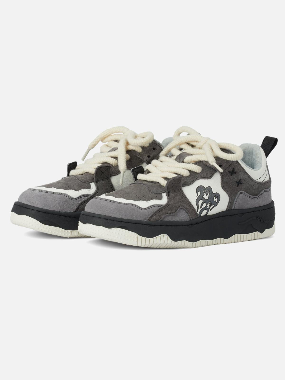 Omygoods Monochrome Shadowwave Heavy-Duty Street Sneakers
