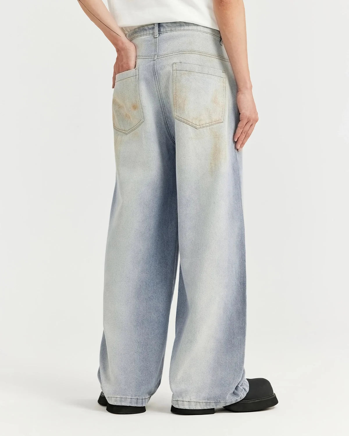 Omygoods Mud Washed Baggy Jeans