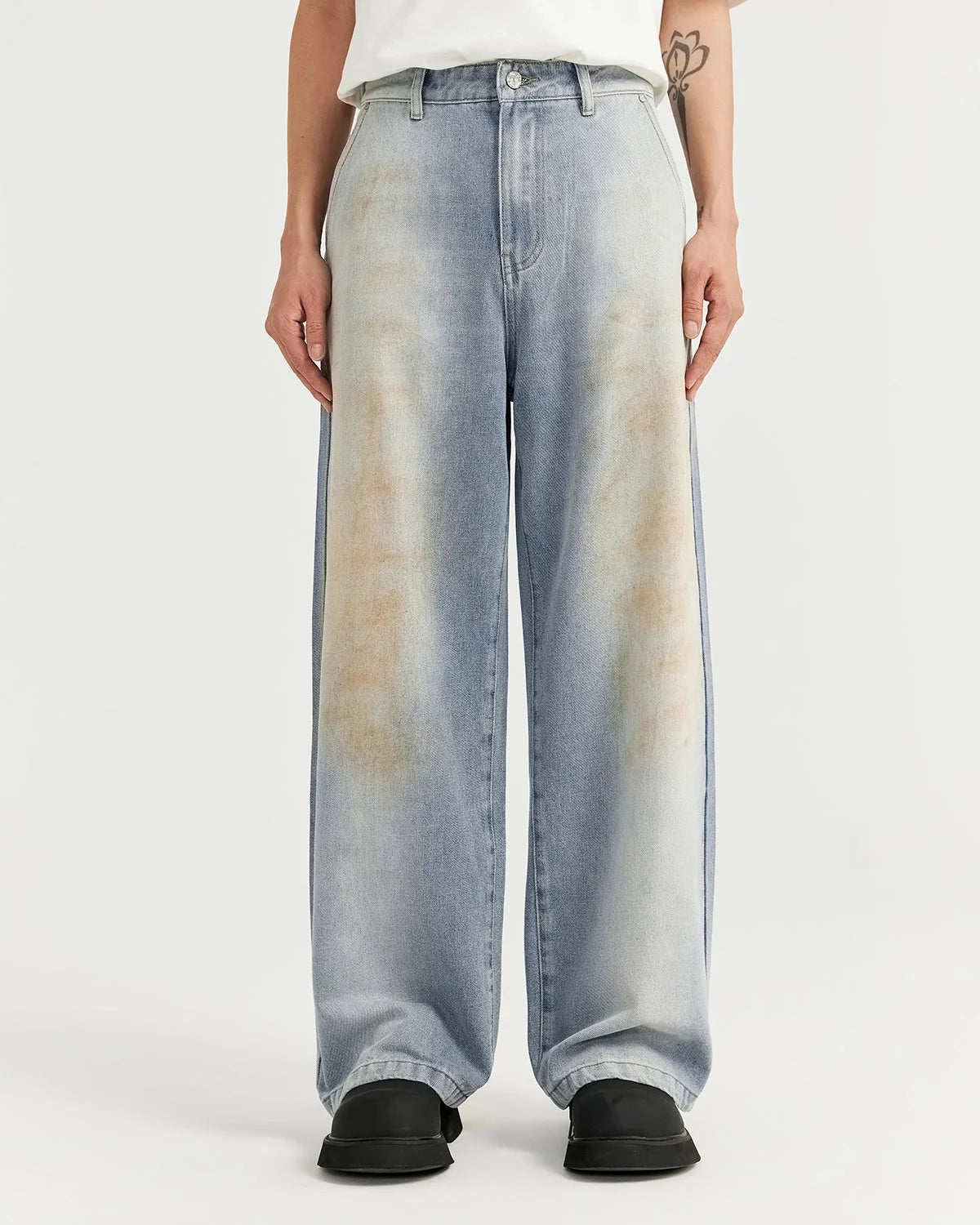 Omygoods Mud Washed Baggy Jeans