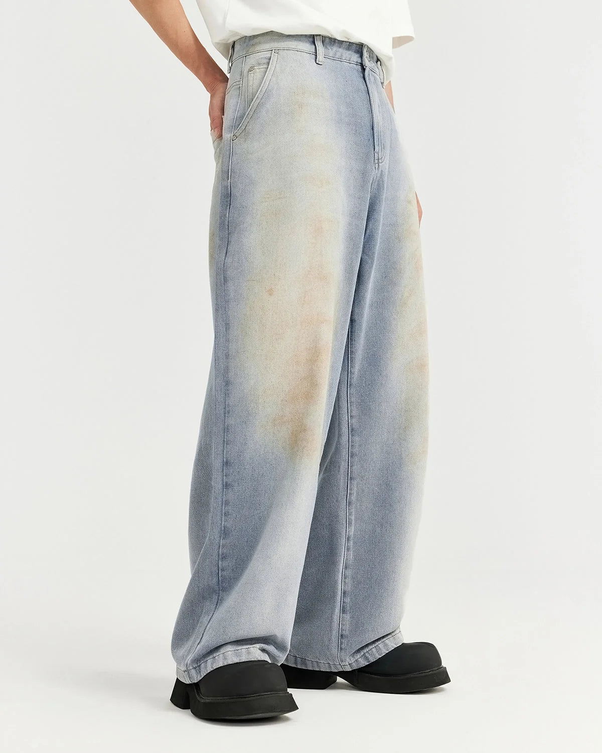 Omygoods Mud Washed Baggy Jeans