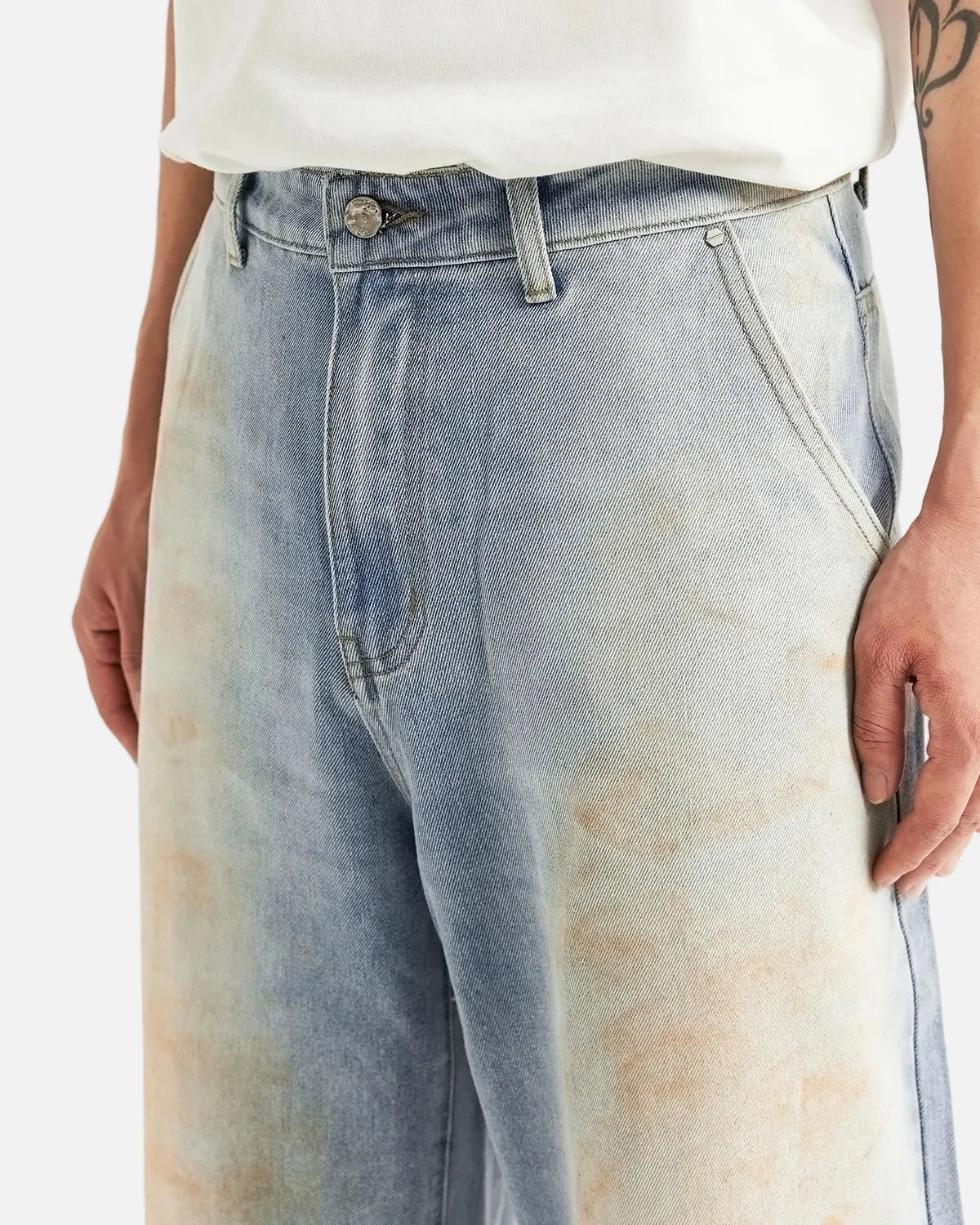 Omygoods Mud Washed Baggy Jeans