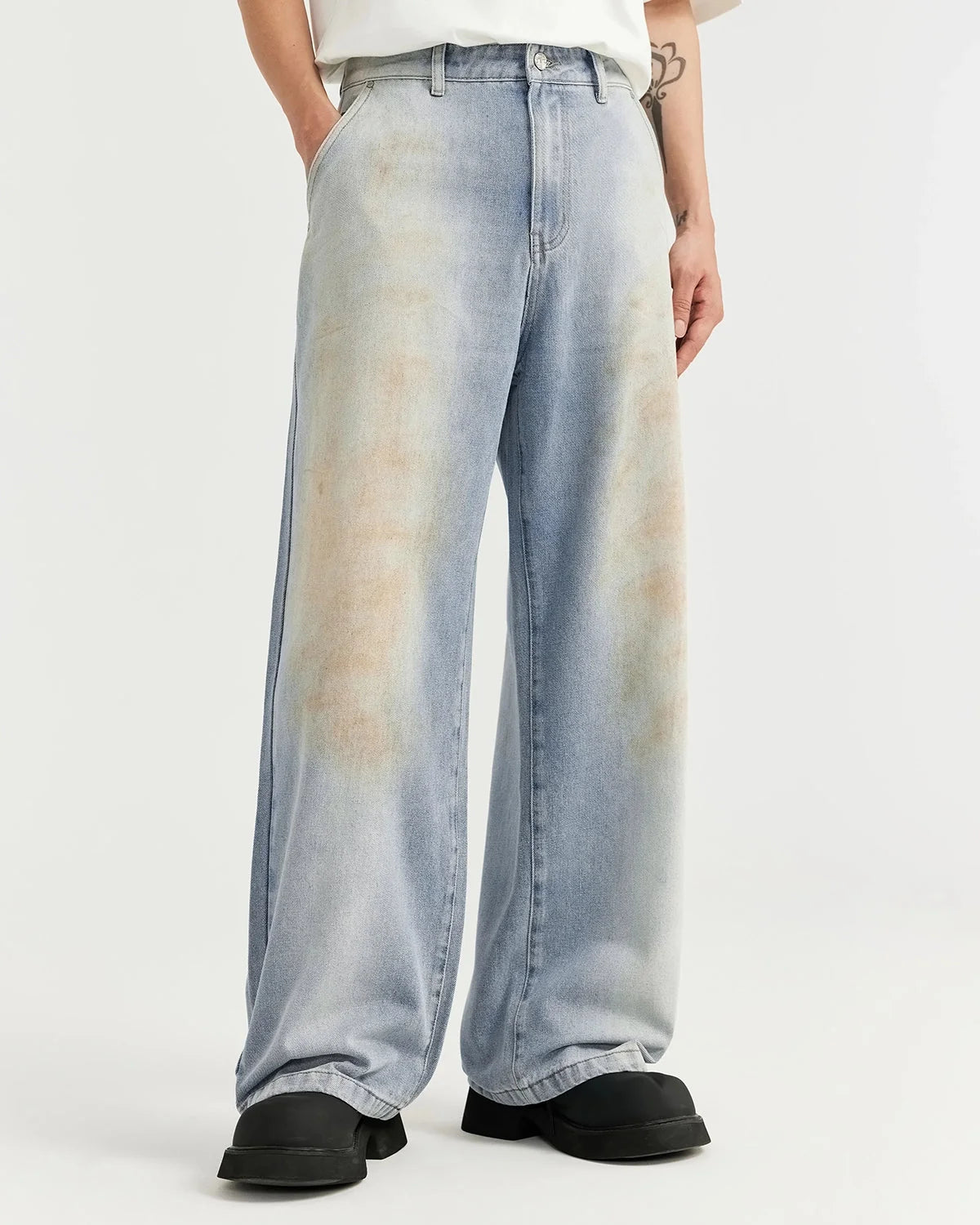 Omygoods Mud Washed Baggy Jeans
