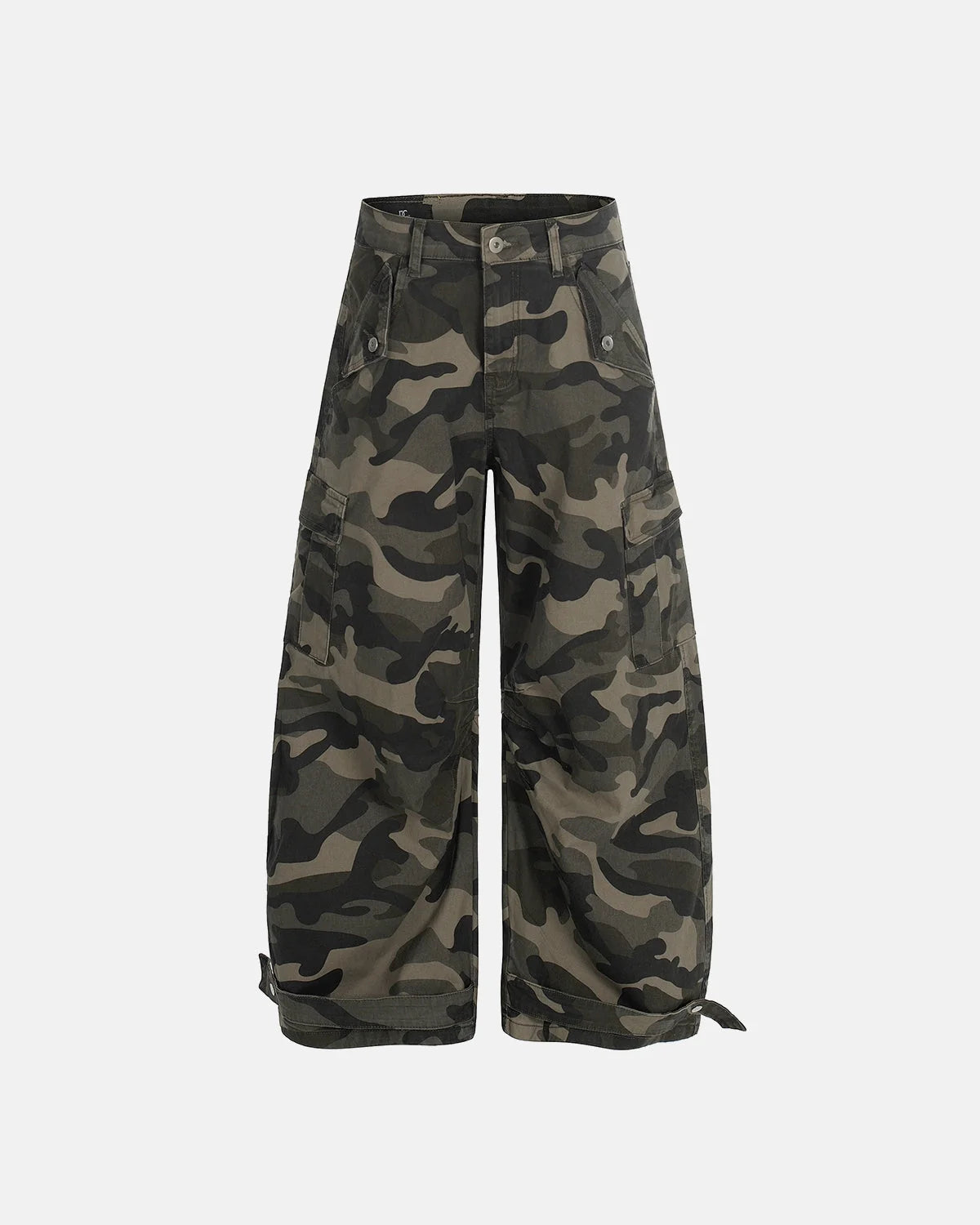 Omygoods Multi-Pockets Camo Barrel Cargo Pants