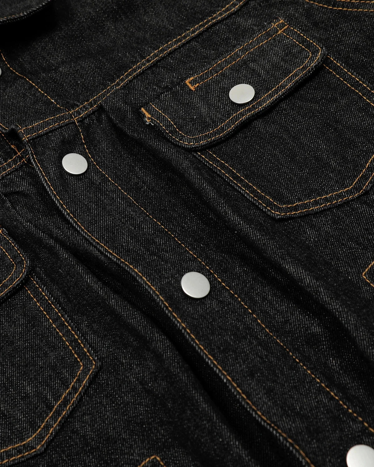 Omygoods Black Multi Pockets Denim Jacket