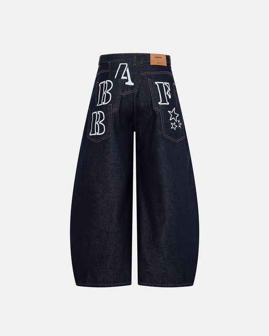 Omygoods Multi Pockets Design Barrel Jeans