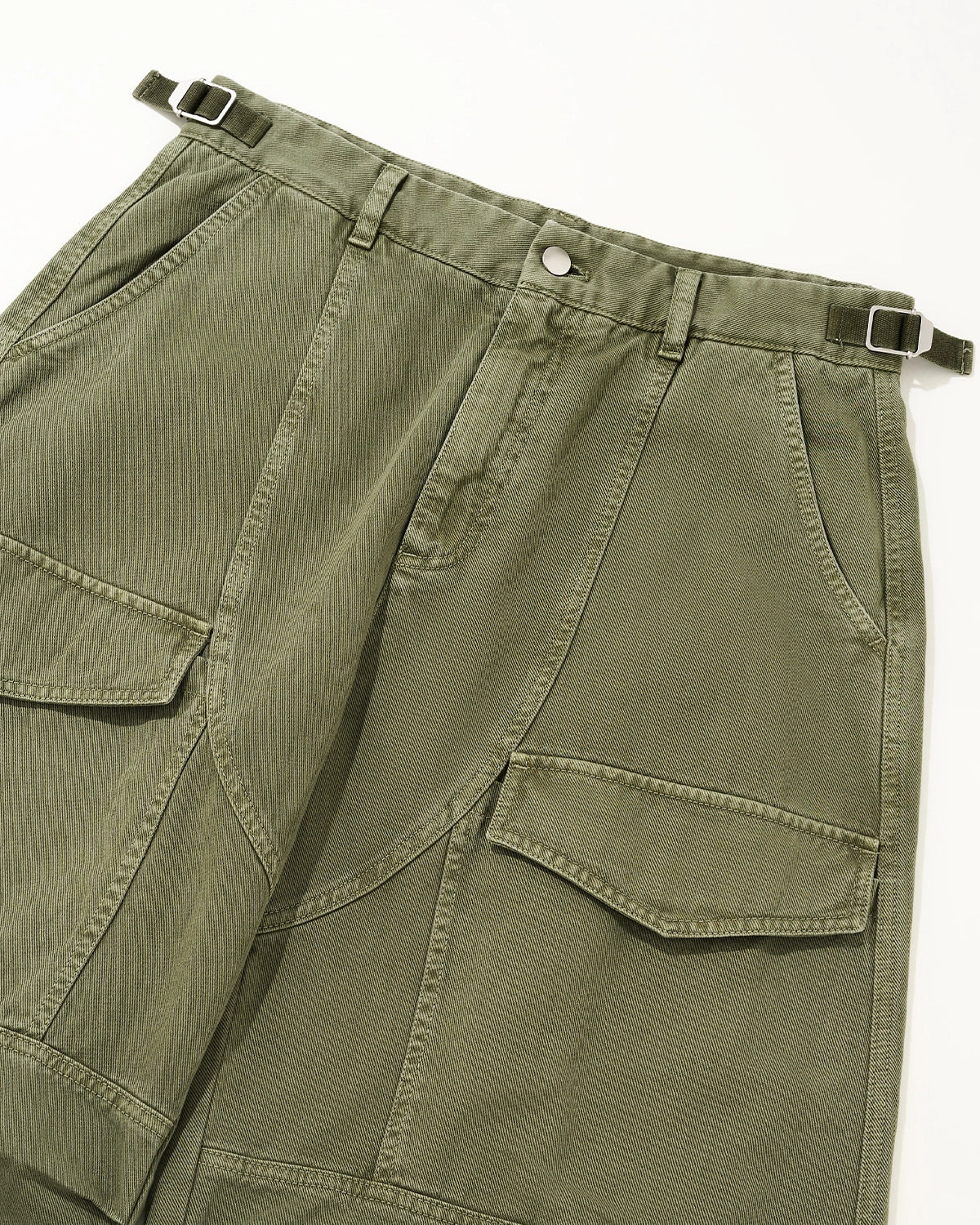 Omygoods Multi Pockets Garment Washed Cargo Pants