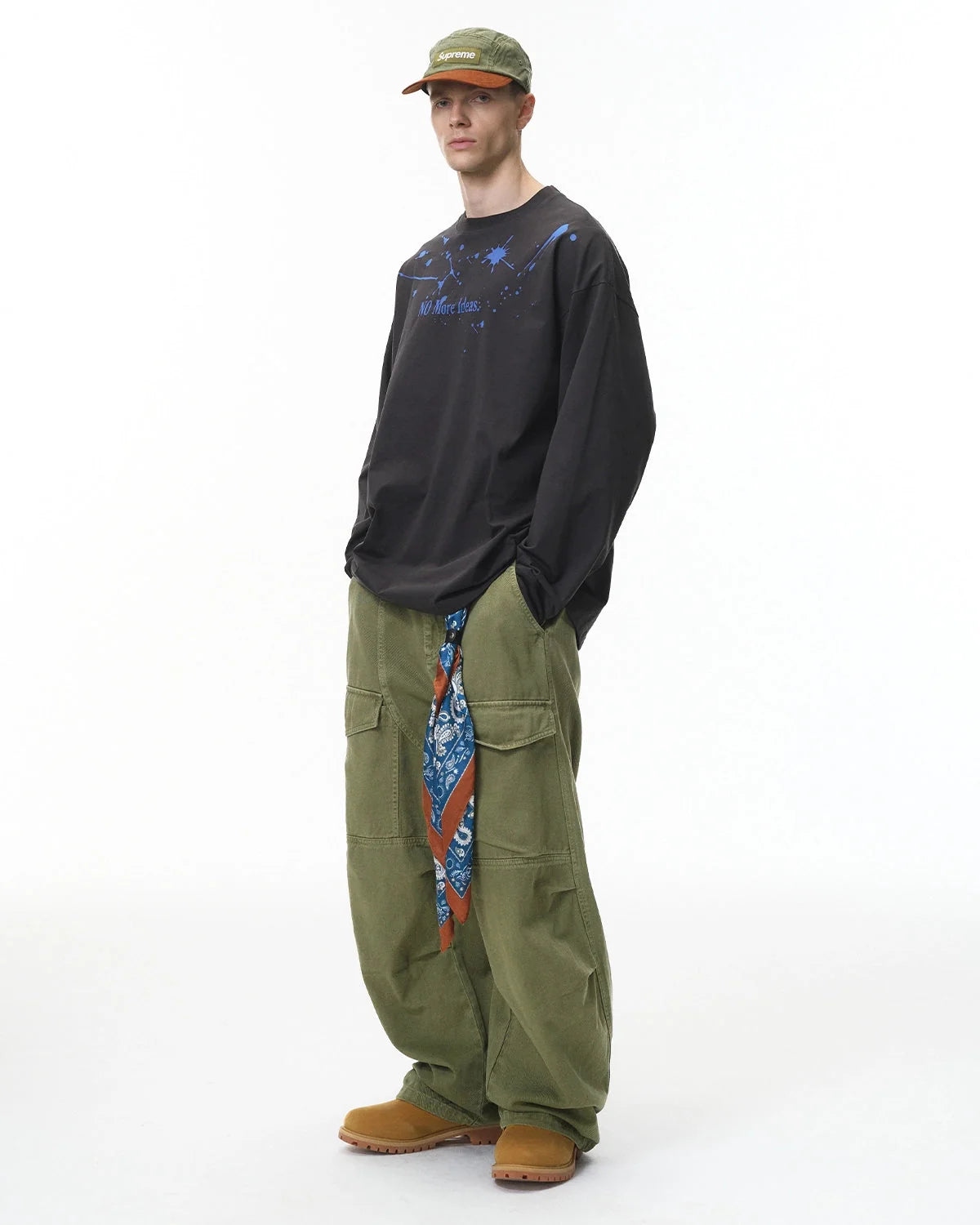 Omygoods Multi Pockets Garment Washed Cargo Pants