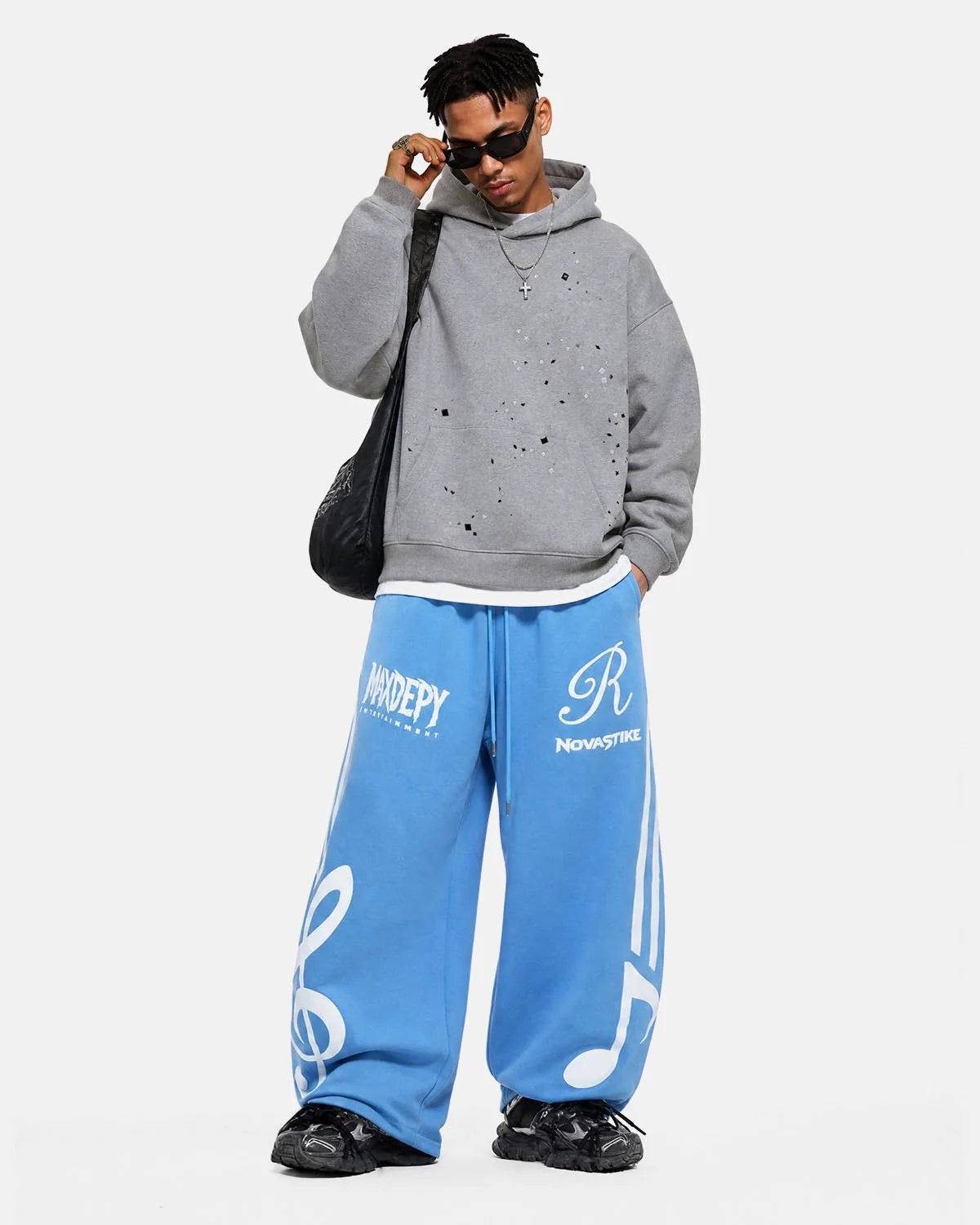 Omygoods Music Graphic Barrel Sweatpants