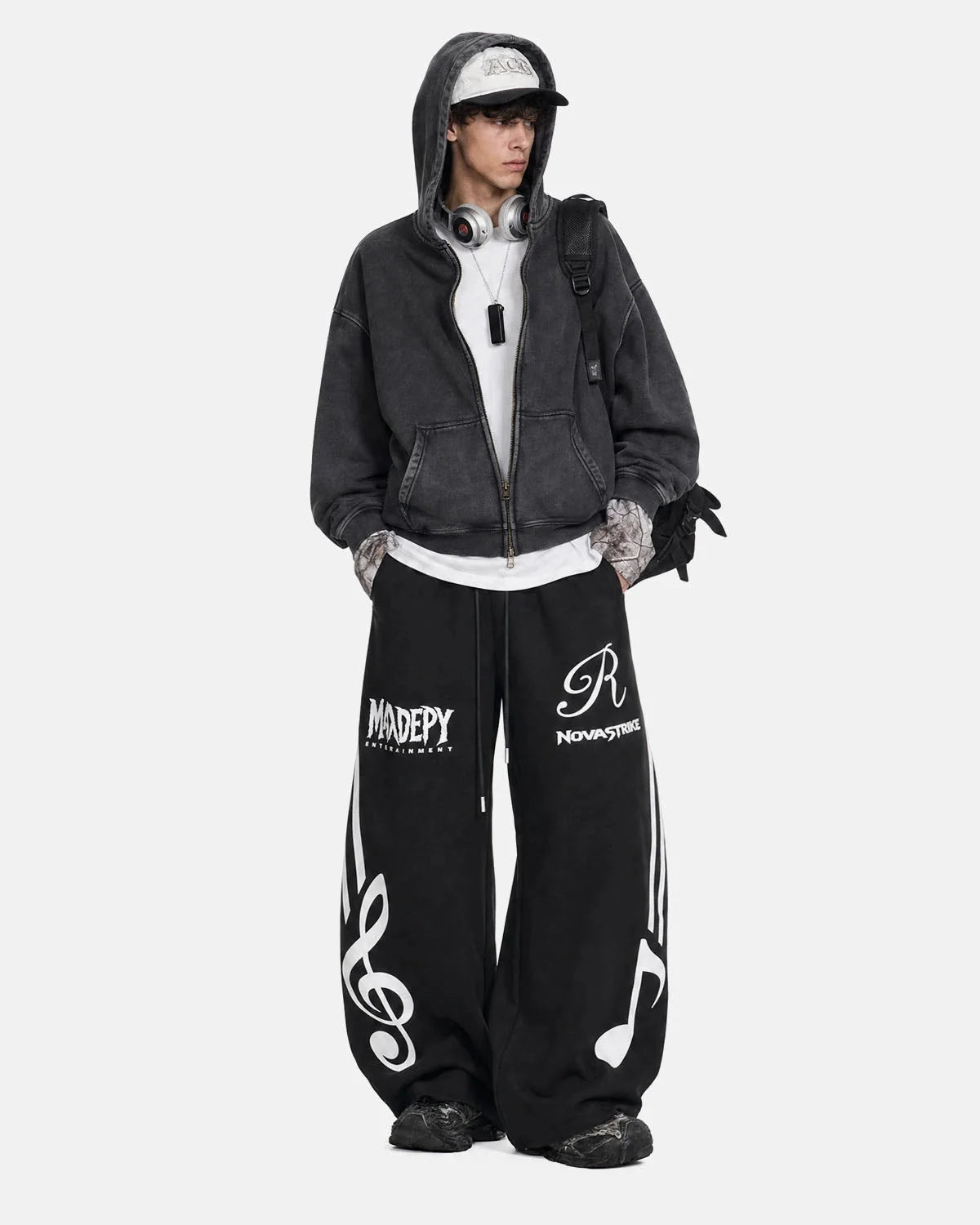 Omygoods Music Graphic Barrel Sweatpants