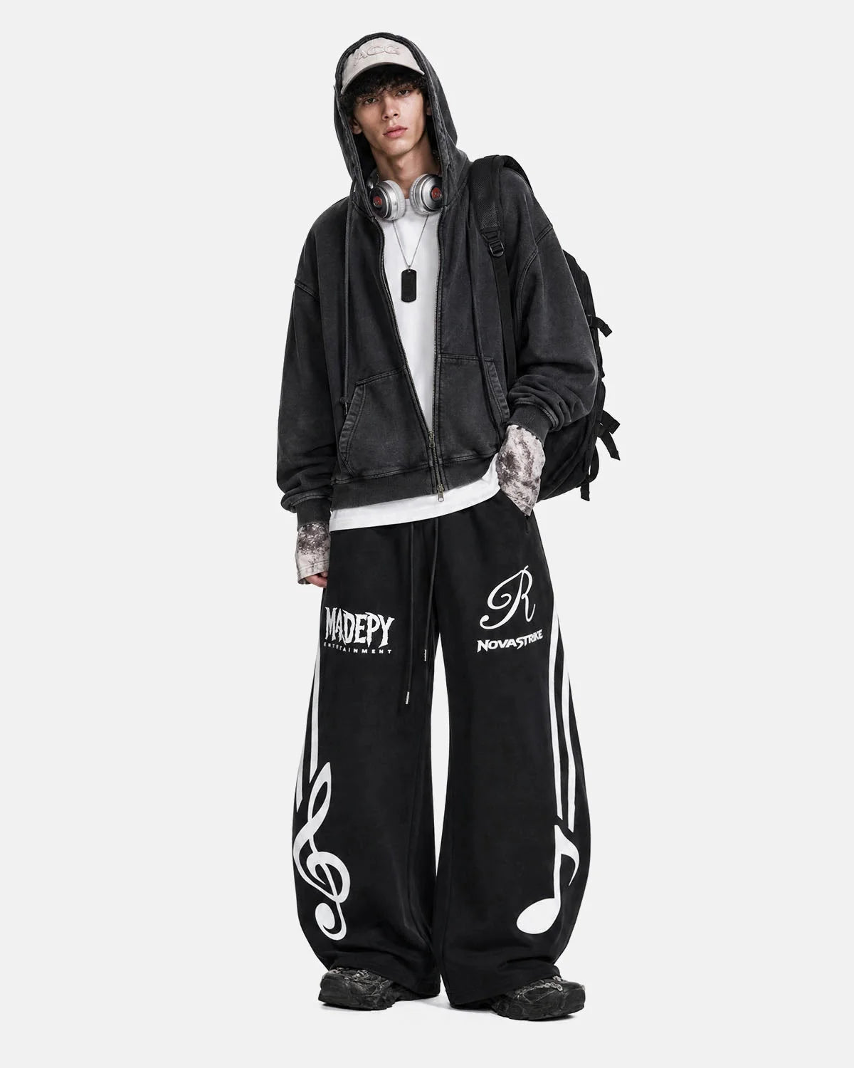 Omygoods Music Graphic Barrel Sweatpants