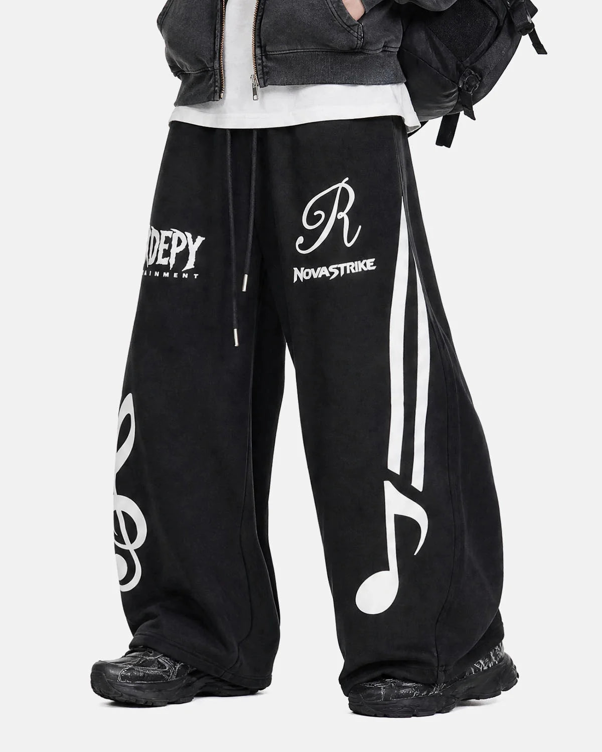 Omygoods Music Graphic Barrel Sweatpants