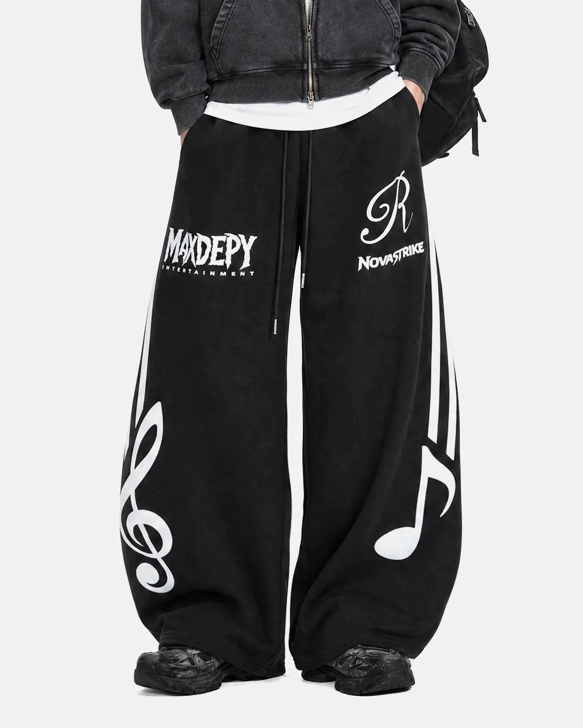 Omygoods Music Graphic Barrel Sweatpants