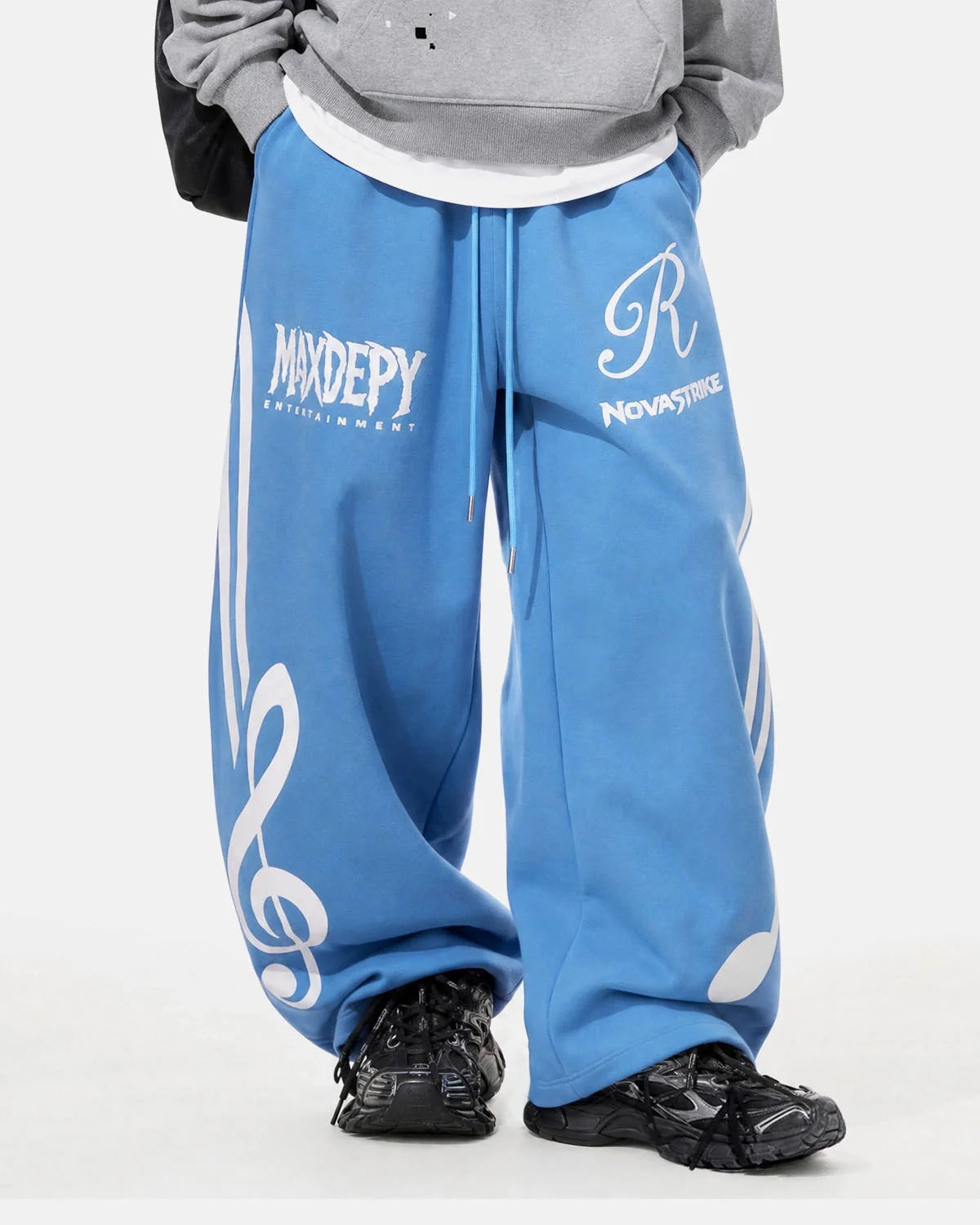 Omygoods Music Graphic Barrel Sweatpants