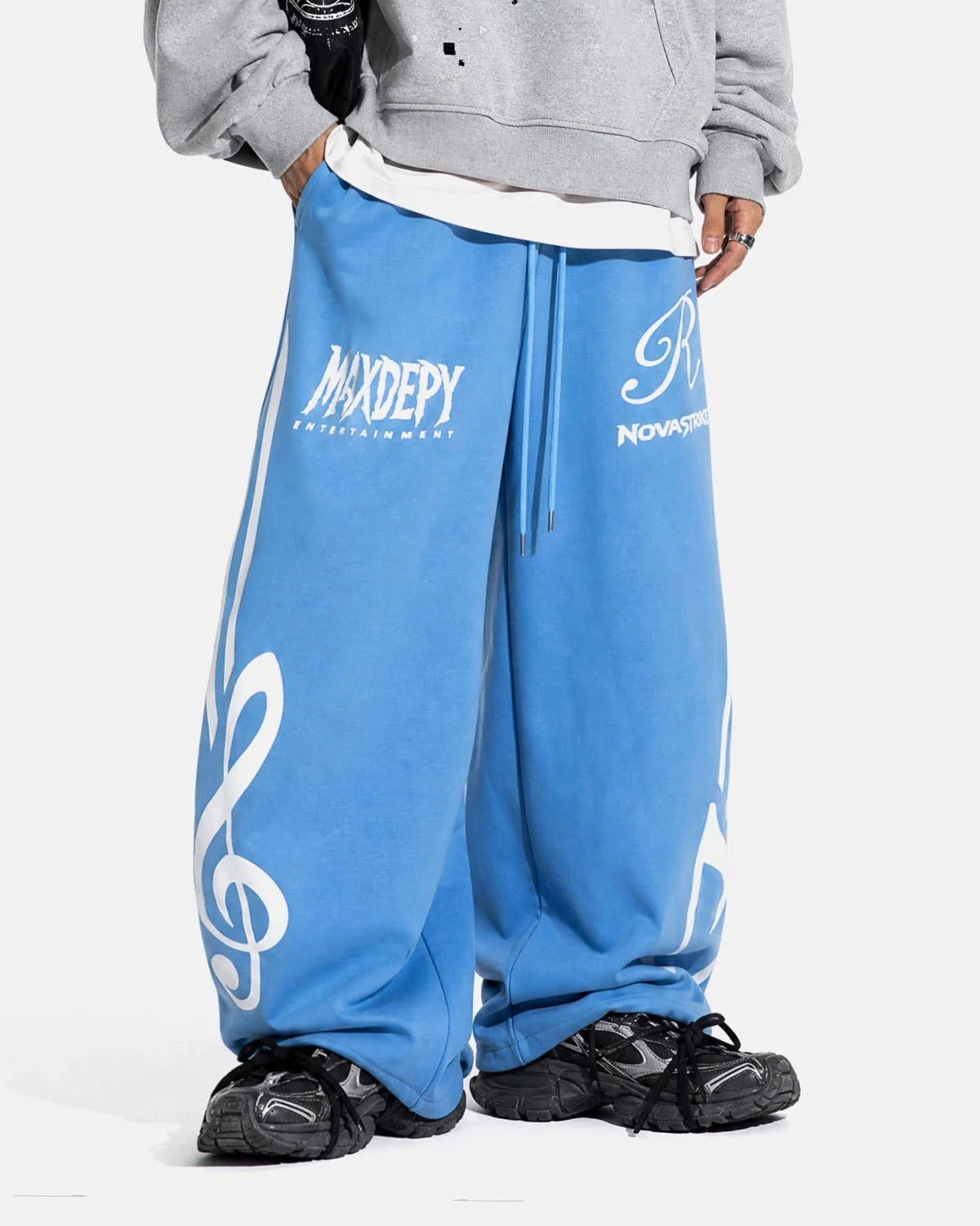 Omygoods Music Graphic Barrel Sweatpants