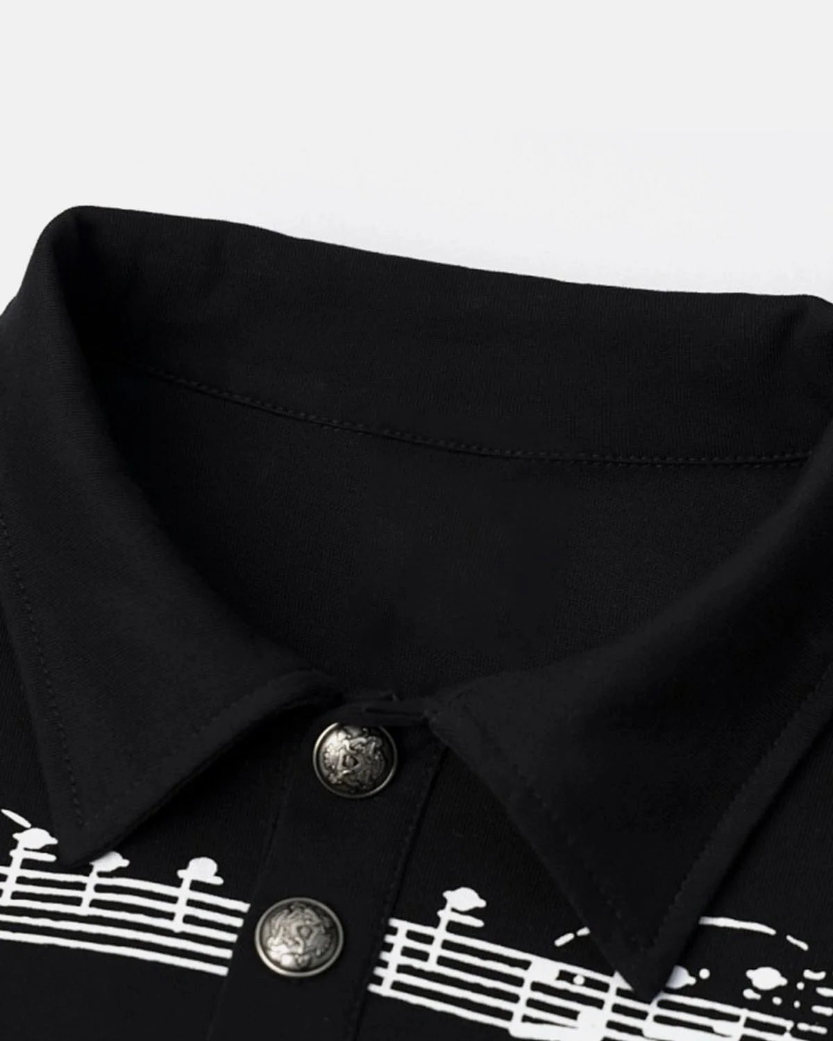 Omygoods Music Graphic Layered Polo Shirt