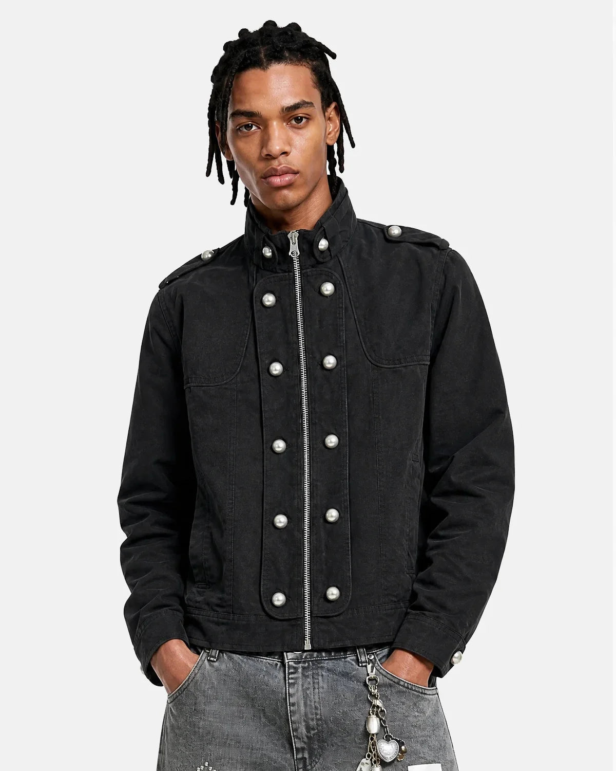 Omygoods Napoleon-Inspired Button Boxy Jacket