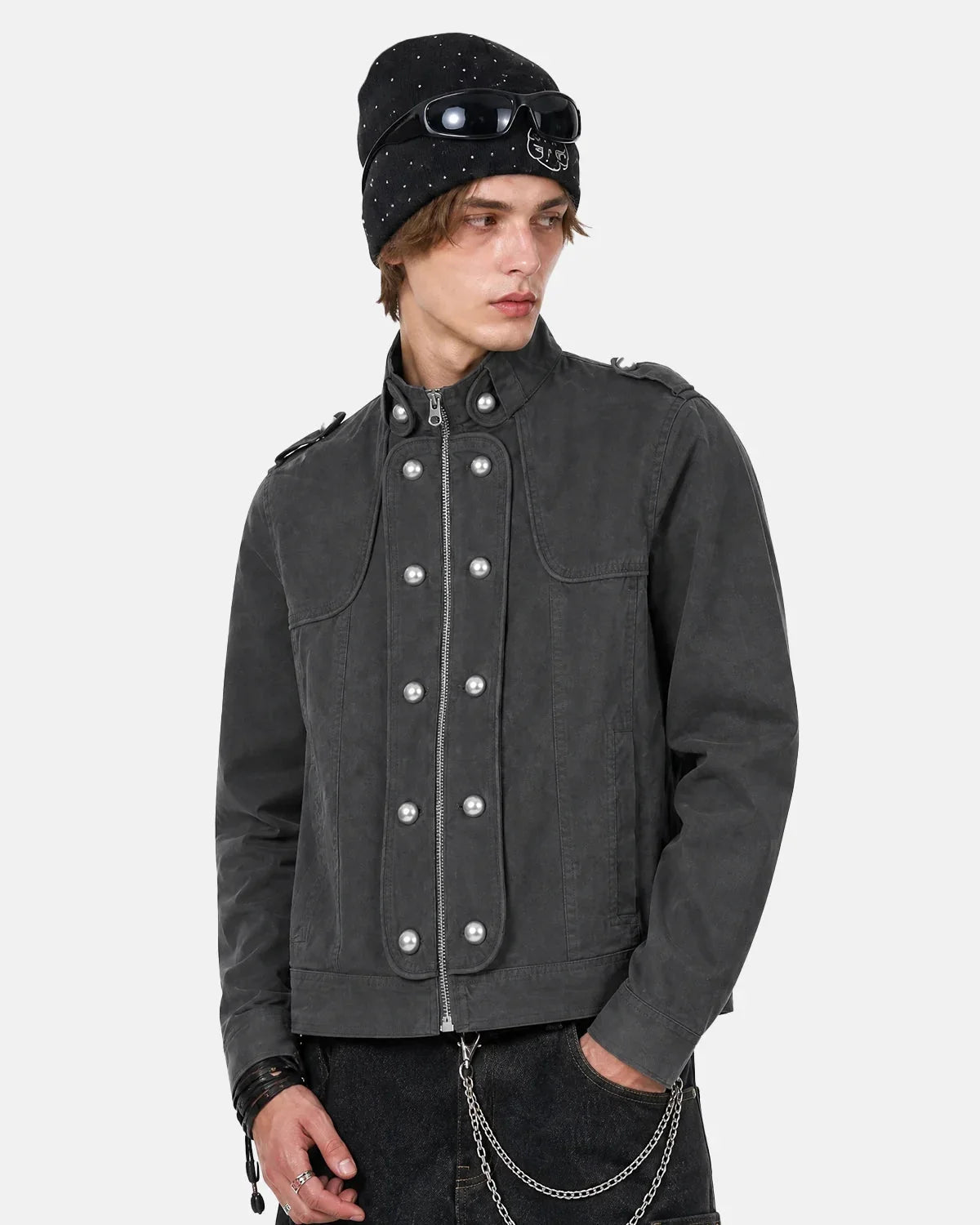 Omygoods Napoleon-Inspired Button Boxy Jacket