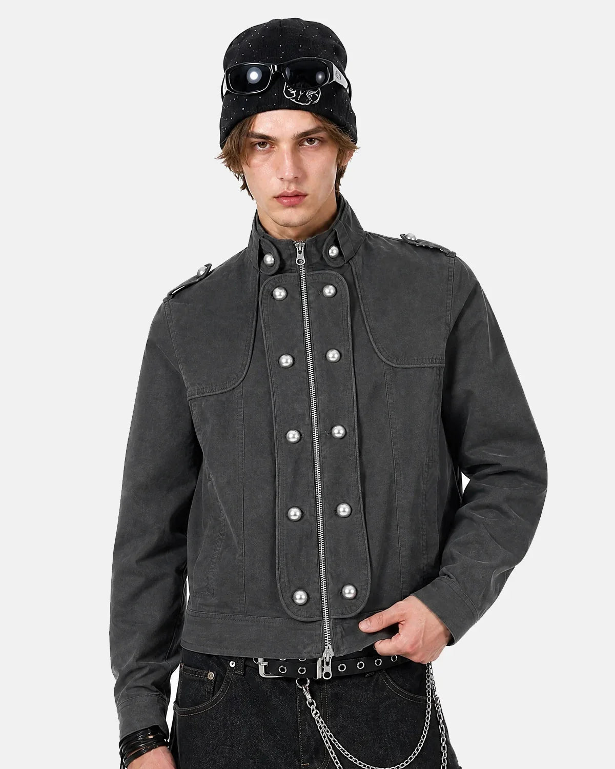 Omygoods Napoleon-Inspired Button Boxy Jacket