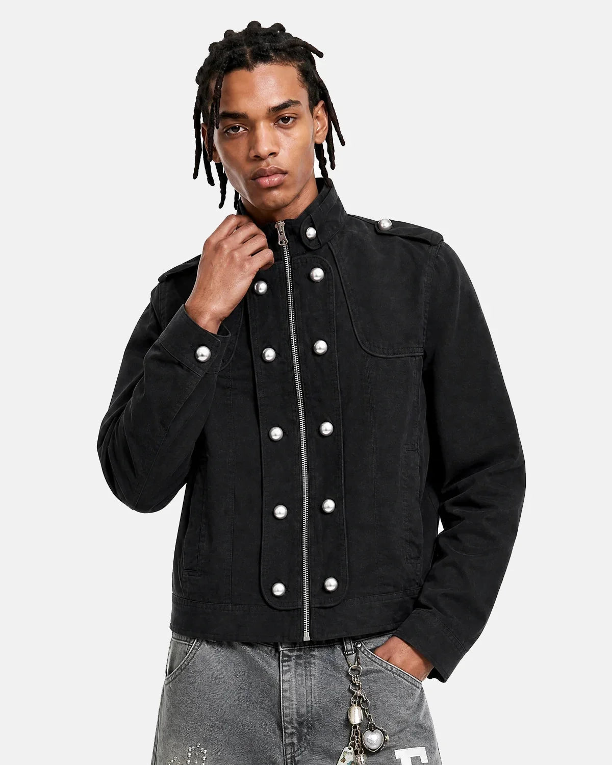 Omygoods Napoleon-Inspired Button Boxy Jacket