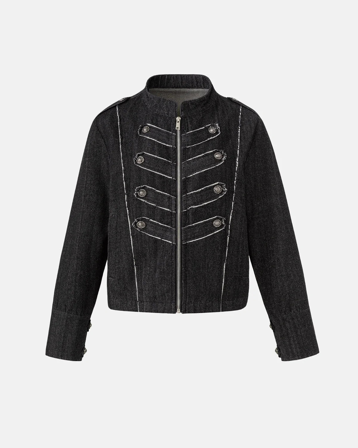Omygoods Napoleon-Inspired Cropped Denim Jacket