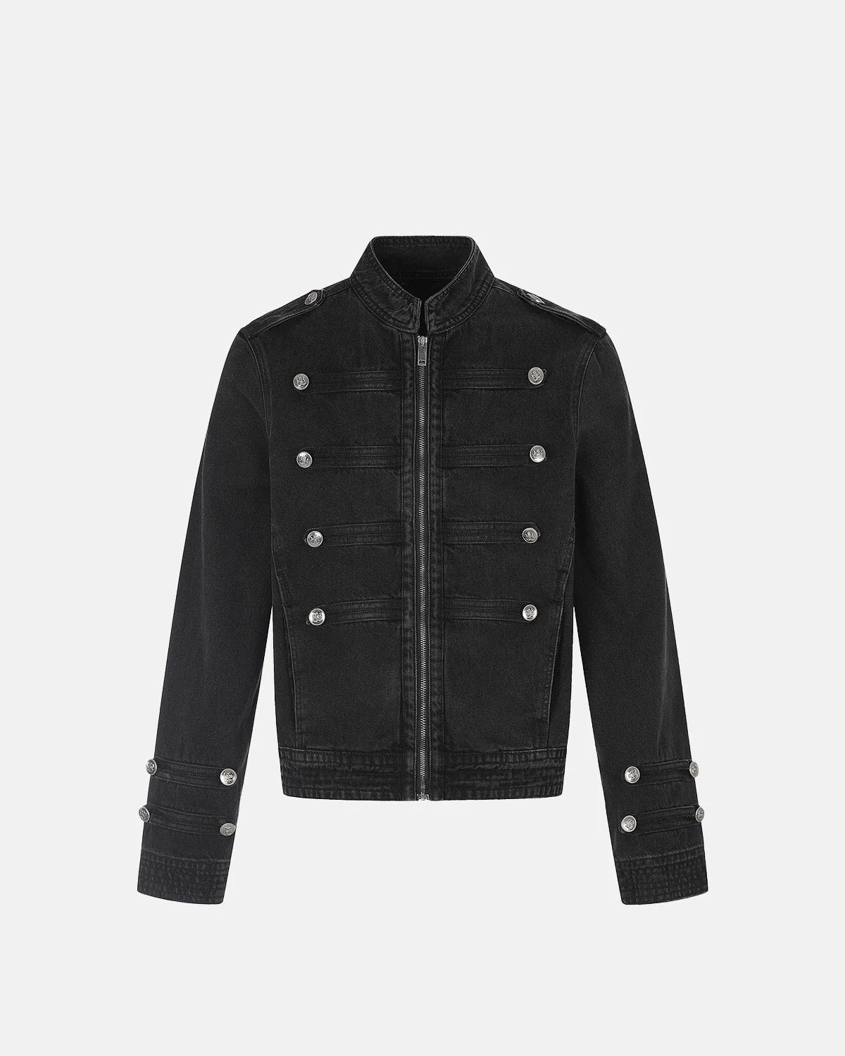 Omygoods Napoleon-Inspired Stand Collar Denim Jacket