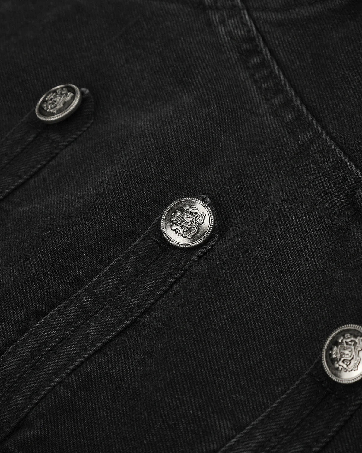 Omygoods Napoleon-Inspired Stand Collar Denim Jacket