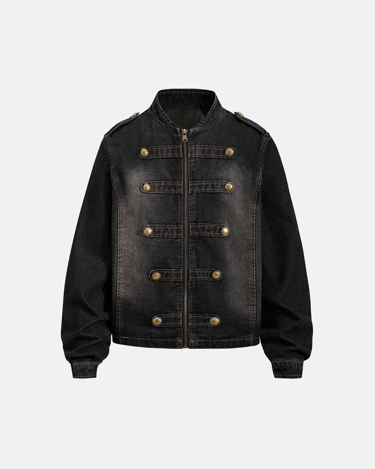 Omygoods Napoleon-Inspired Washed Denim Jacket
