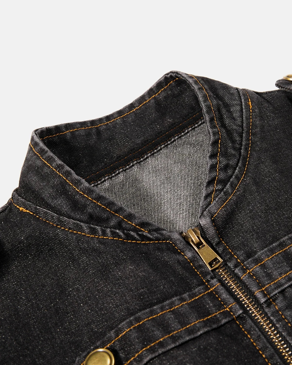 Omygoods Napoleon-Inspired Washed Denim Jacket