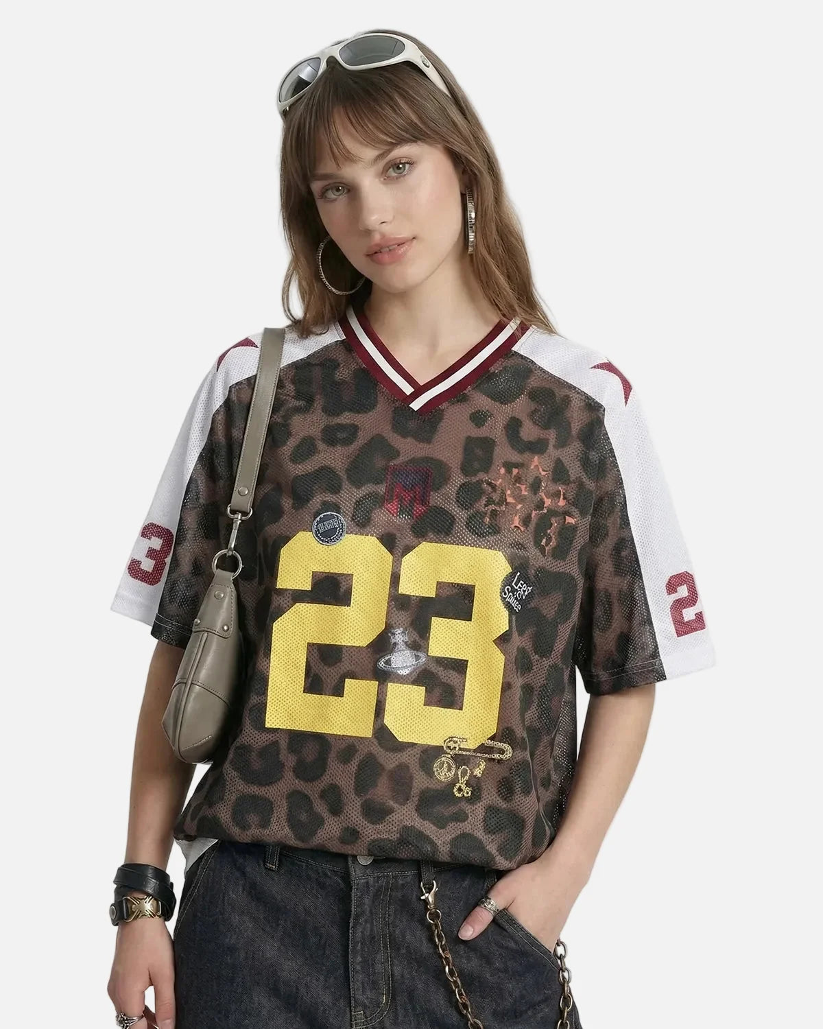 Omygoods Number 23 Leopard Mesh Jersey