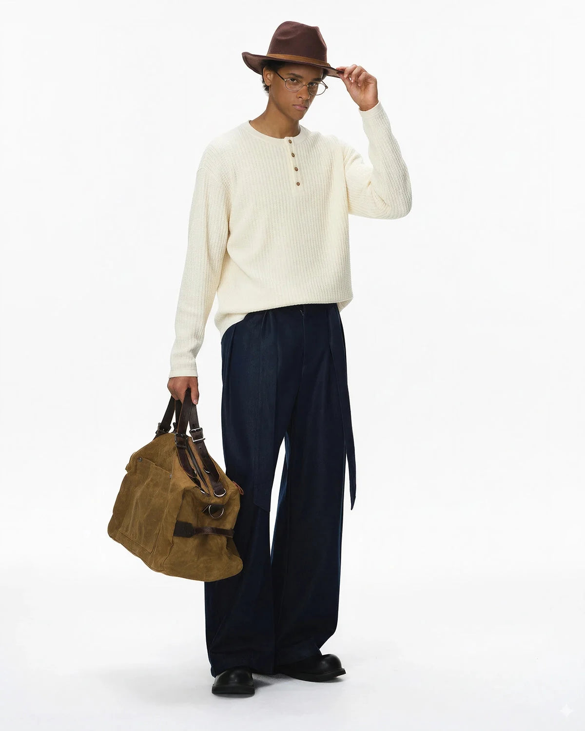 Omygoods Old Money Style Henley Long Sleeve Tee