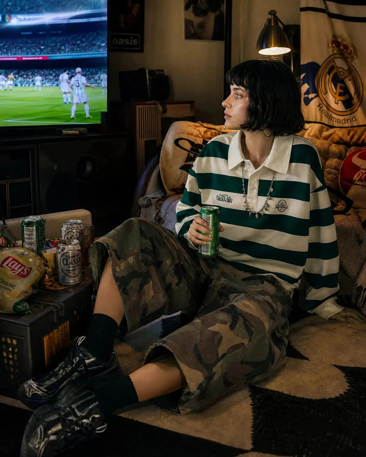 Omygoods Oversized Camo Cargo Longline Shorts