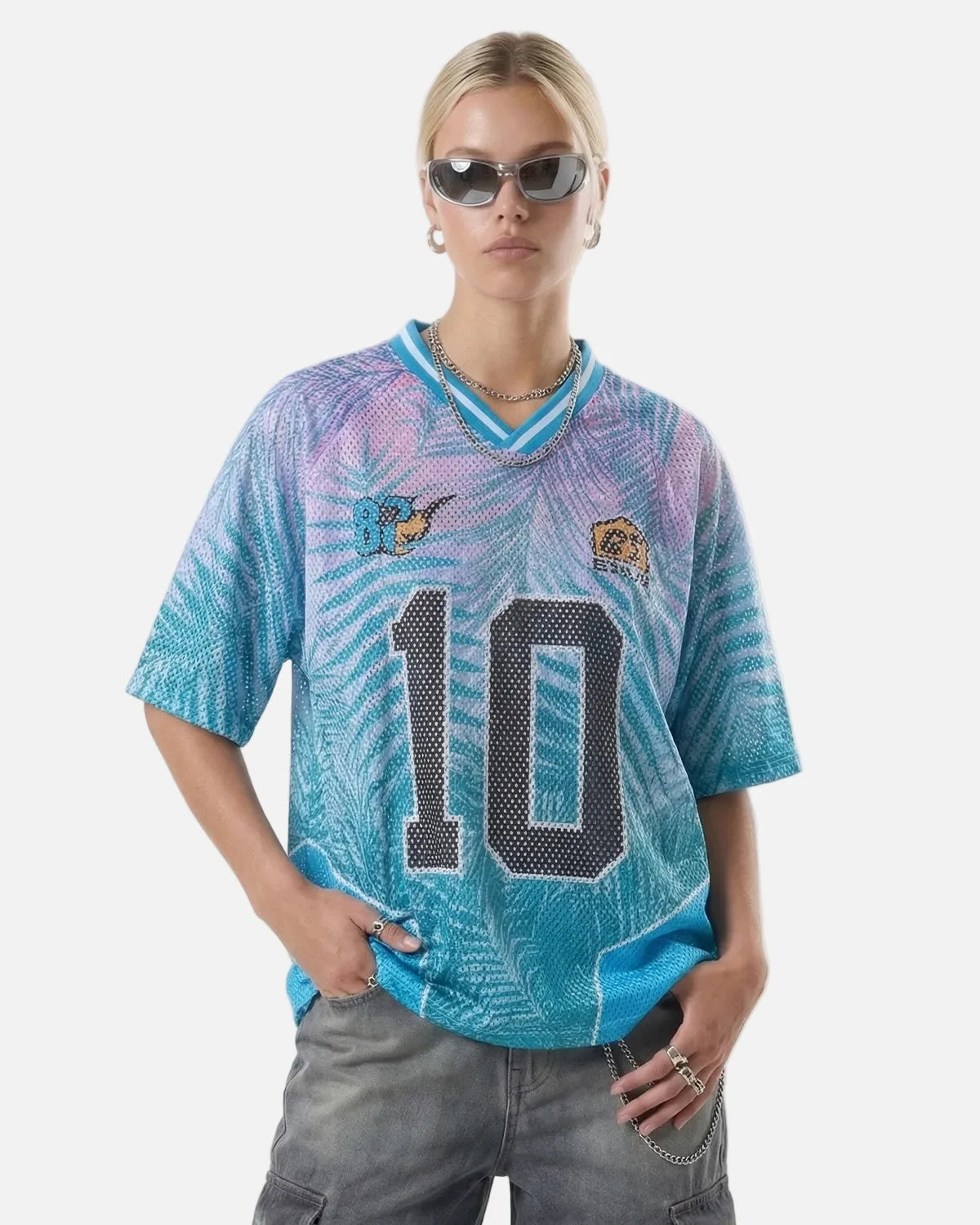 Omygoods Oversized Mesh Football Jersey