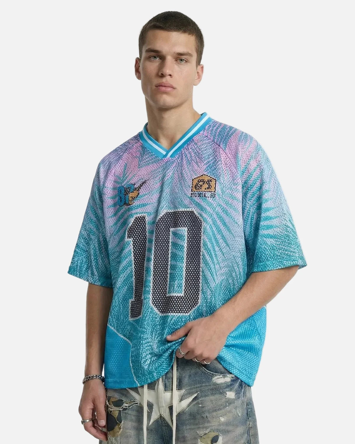 Omygoods Oversized Mesh Football Jersey