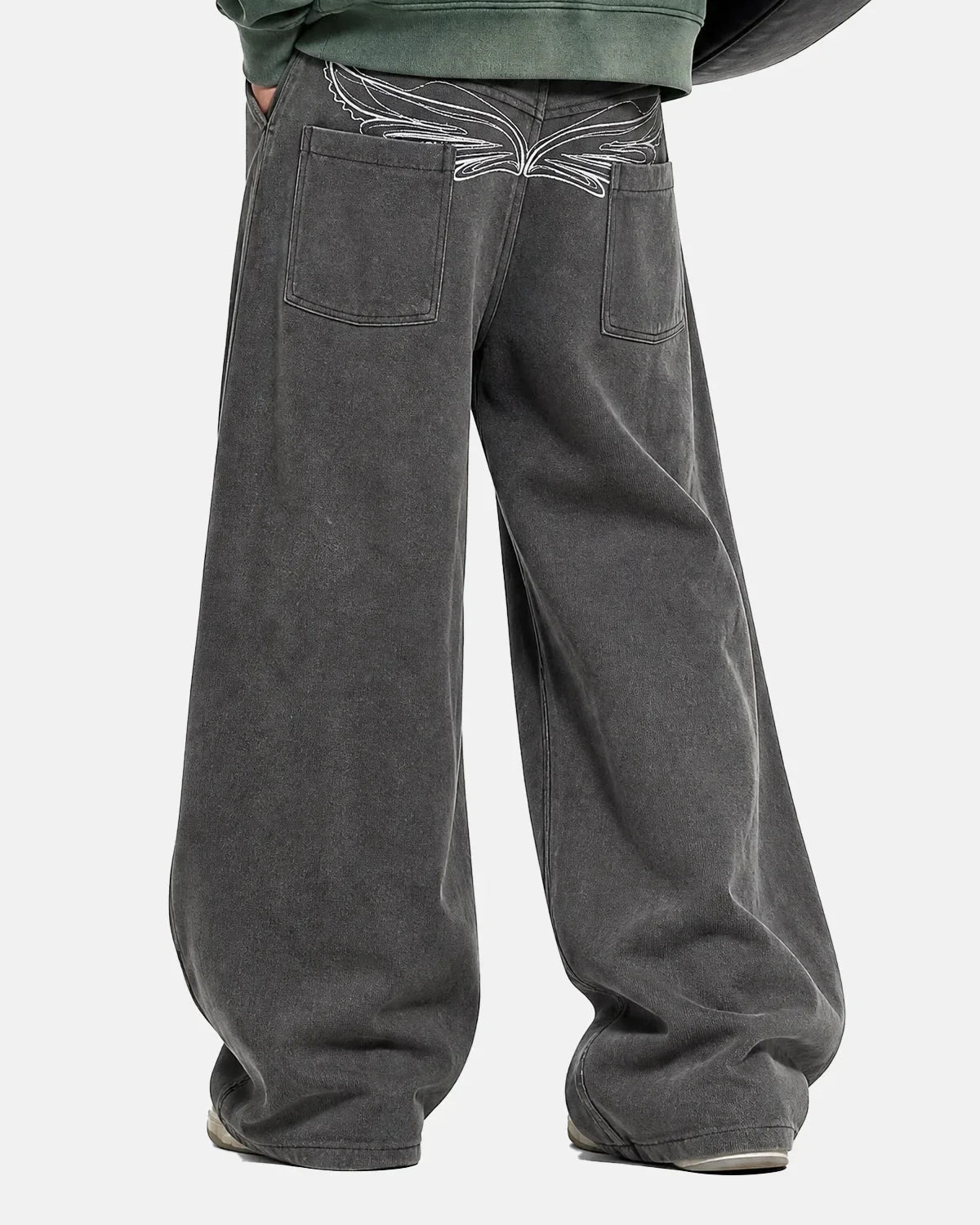 Omygoods Paris Buckle Embroidered Cargo Pants